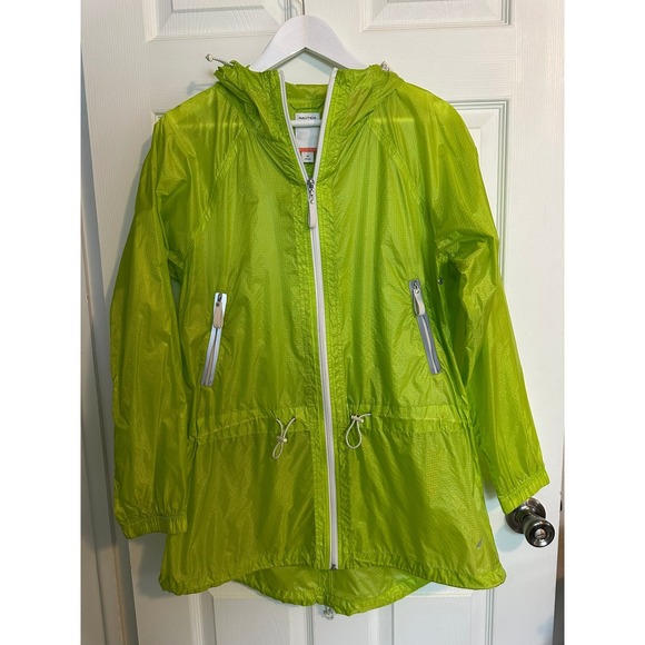 Nautica Jackets & Blazers - Nautica Performance Womens Neon Lime Green Full Zip‎ Hooded Windbreaker Jacket M